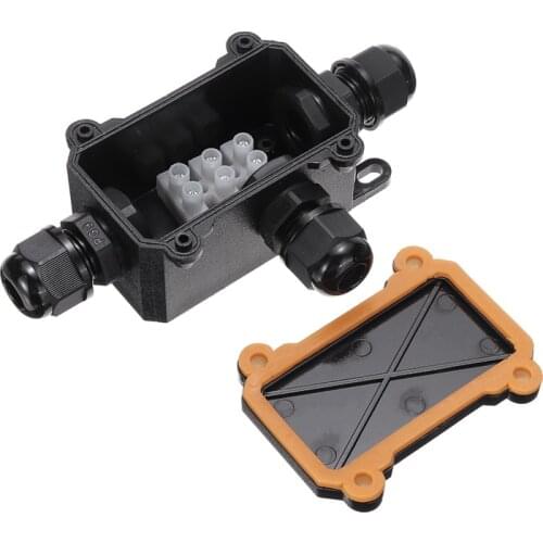 IP68 3 Way Waterproof Junction Box Plastic Outdoor Wire Cable Waterproof Junction Box Electrical Connector Black