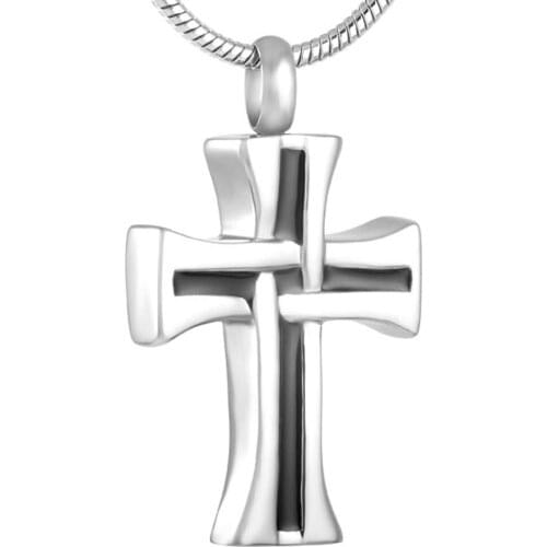 MJD8024 Classic Cross Urn Pendant Stainless Steel Cremation Jewelry Keepsake Ash Necklace