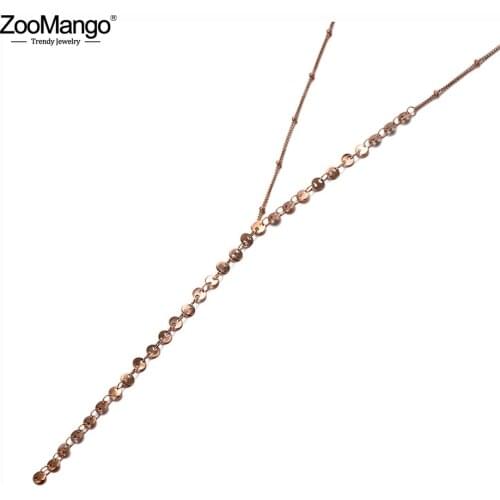 ZooMango Original Design Titanium Stainless Steel Charm Choker Necklaces Bohemia Chain & Link Pendant Necklace For Women ZN20012
