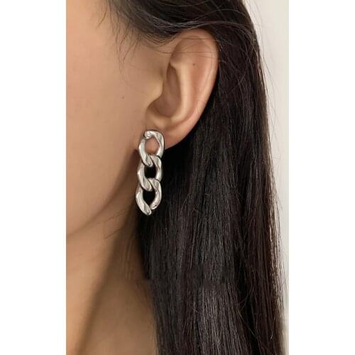 Exaggerated Gold Color Cuba Metal Chain Drop Earrings for Women Vintage Punk Hanging Earrings Korean Fashion Jewelry Gifts