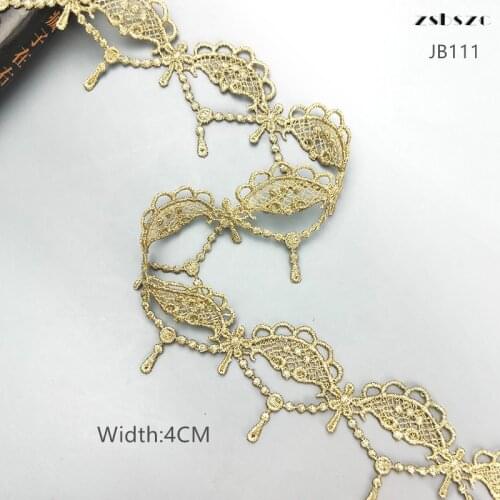 Zsbszc 2 yards Width 4CM sewn golden lace trim lolita lace DIY tassel garment accessories macrame embroidery lace JB111