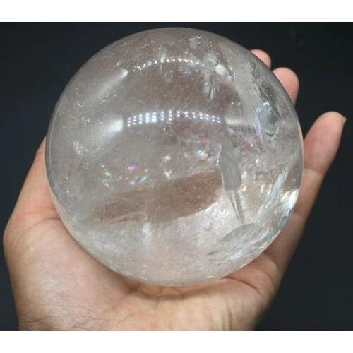 MOKAGY Natural Clear White Quartz Sphere Healing Crystal Ball for FengShui 70mm-80mm 1pc