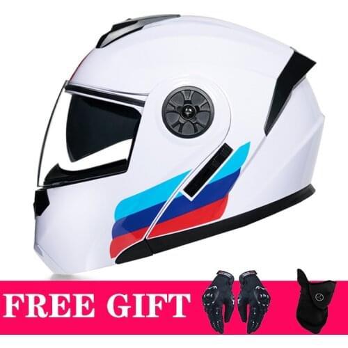 2021 New DOT Approved Flip Up High Quality Double Lens Helmet Abs Full Face Motocross Motorcycle Racing Helmet Unisex Summer