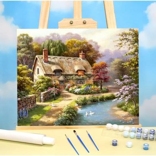 Landscape House Painting By Numbers Package Oil Paints 40*50 Paiting By Numbers New Design Crafts For Adults For Handiwork