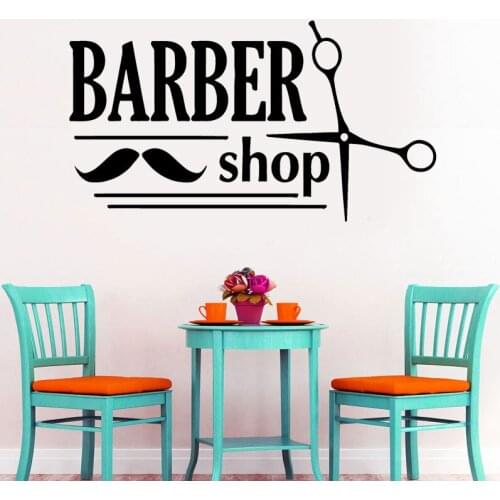 Wall Sticker Barber Shop Decor Haircuts for Men Beauty Salon Mustache Vinyl Decal Waterproof DIY A341