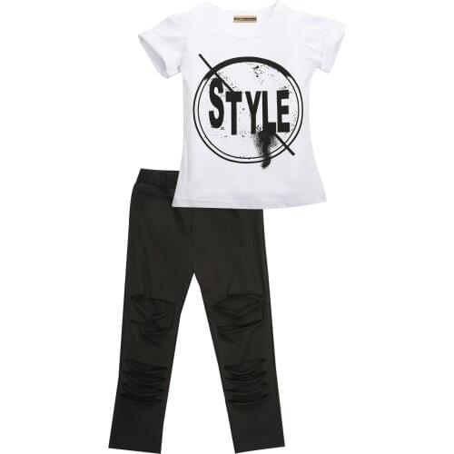 New arraivl 2Pcs Fashion Baby Girls Summer Print T-shirt + Legging Pants Set Kids Clothes Outfits Set