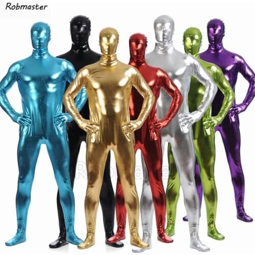 New Metallic Spandex Bodysuit Shiny Catsuit Sexy Unisex Zentai Full Body Suit Costume Party Wet Look One Piece Unitard cosplay
