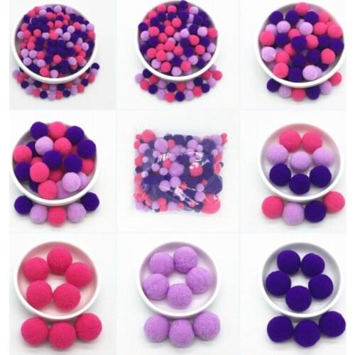 Rose Red Purple Pompom Fur Balls DIY Soft Pom Poms Craft Pompones Wedding Decoration Glue on Cloth Accessories 8mm To 30mm 20g