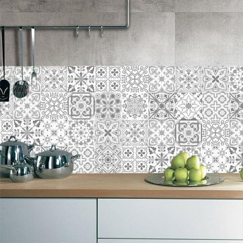 Pvc Simple Retro Patterned Tile Floor Sticker For Wash Basin Bathroom Kitchen Decor Waterproof Self-adhesive Wall Sticker