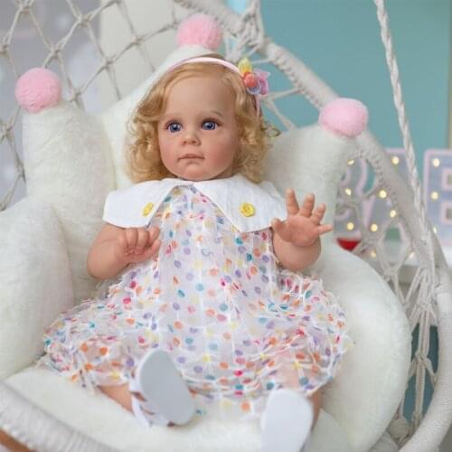 24 inch/60cm Realistic Baby Toddler Reborns Doll Sleeping Baby Toy Lifelike Newborn Dolls Infant Gift with Long Hair Dress