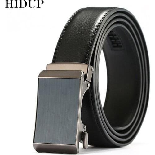HIDUP New Design Mens Fashion Styles Automatic Ratchet Belts Quality Soft Cow Genuine Leather Belts for Men 35mm Width NWJ682