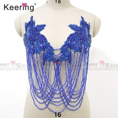 Luxury shinestone waterfall dangling crystal bodice for wedding dress WDP-297