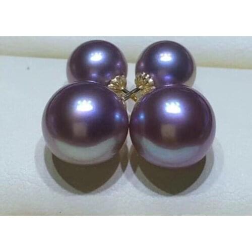 Gorgeous pair of 6-12mm south sea lavender pearl stud dearring 18k