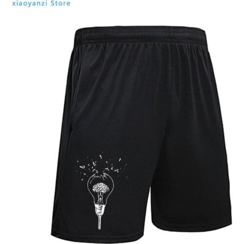 Brain shorts Free Your Mind Creative Design Soft Breathable High Quality Black sportswear pants Broken Light Bulb short