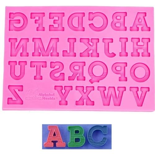 26 letters shaped 3D fondant cake silicone mold for polymer clay molds chocolate pastry candy making decoration tools F1160