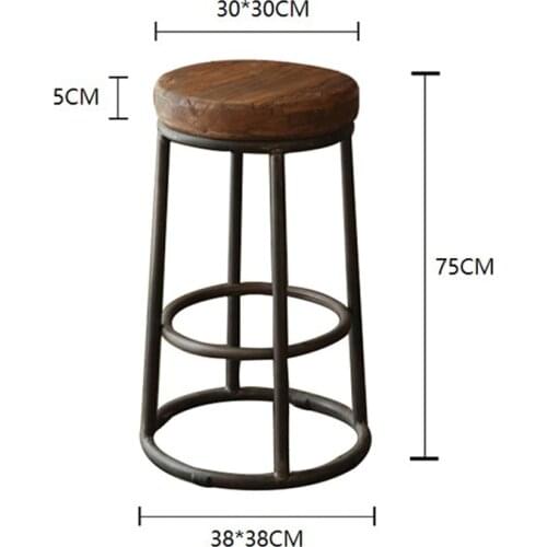Bar Chair Modern European Solid Wood Home Chair Wrought Iron Bar Chair Creative Simple Coffee Shop High Stool Bar Stool Chair
