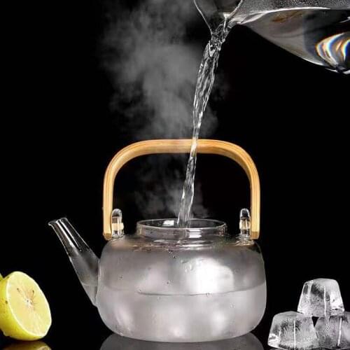 Heat Resistant Glass Teapot With Stainless Steel Infuser Heated Container Tea Pot Good Clear Kettle Square Filter Baskets