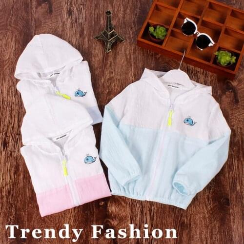 Ultra-thin breathable cotton summer childrens clothing boys and girls hooded sun protection clothing childrens coat jacket