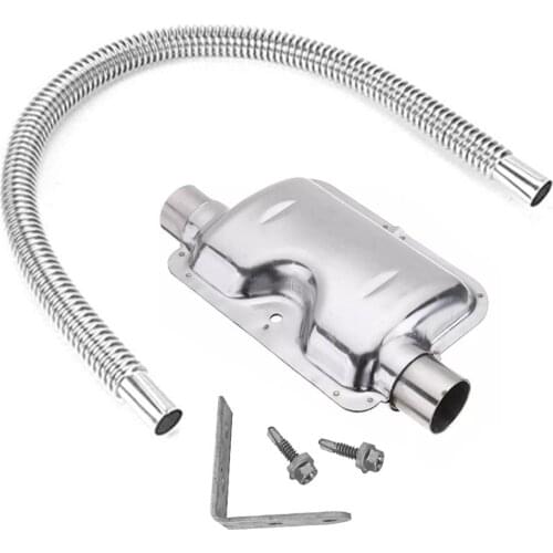 120cm Car Stainless Steel Material Exhaust Pipe Corrugated Round Pipe Parking Silencer Diesel Heater Silver