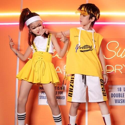 Yellow Cheerleader Uniform Rave Clothes Hip Hop Dance Wear Summer Jazz Dance Outfit Performance Costume Designer Clothes DL7766