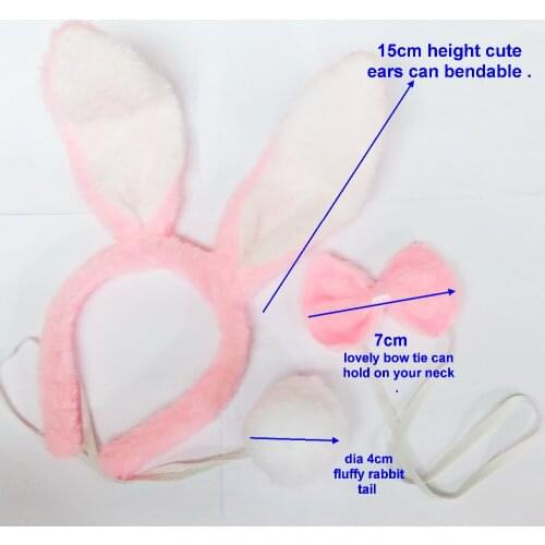 1x Bunny Ear bendable Headband bow rabbit tail dressup girls costume kids pretend toy Girl TOY gift Birthday Party Favors Pinat