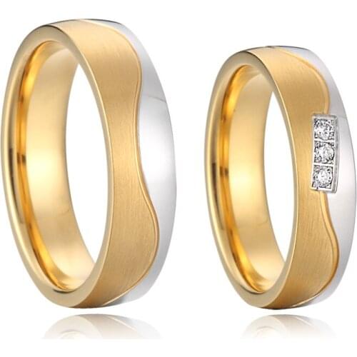 1 Pair Love Alliance Unique his and hers wedding bands Jewelry Ring 18k gold plated matching proposal promise rings for couples