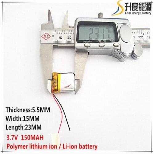 1pcs [SD] 3.7V,150mAH,[551523] Polymer lithium ion / Li-ion battery for TOY,POWER BANK,GPS,mp3,mp4,cell phone,speaker