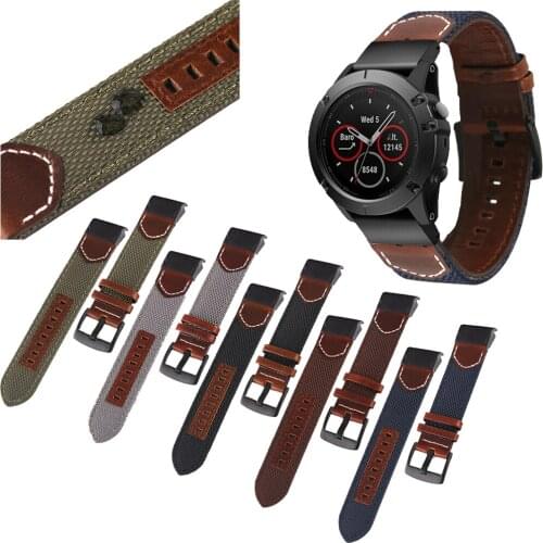 Canvas Leather WatchBand For Garmin Fenix 6 6X Pro 5 5X Plus 935 945 3 HR Quick installation smart watch wristband accessories