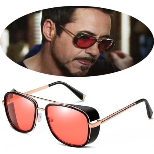 2020 Steampunk tony stark Iron Man 3 Sunglasses Men Coating retro Vintage Designer Sun glasses Oculos Masculino Gafas de