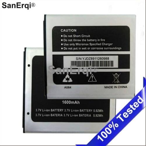 10pcs/lot Good Quality 1600mAh Battery For Micromax A064 Cellphone Batterie Accumulator Battery Bateria