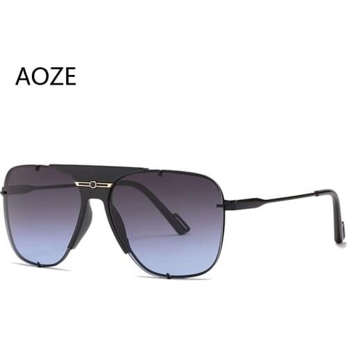 AOZE 2020 Fashion Cool Square Pilot Style Vintage Sunglasses Men Classic Rivets Brand Design Sun Glasses lunette de soleil femme
