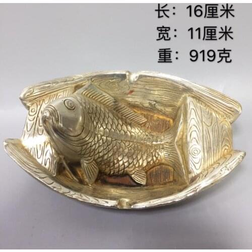 Qianlong dynasty white copper Fish Fishing boat brush Inkstone wash Cupronickel Inkslab Sumi-e Water Calligraphy Painting Tools