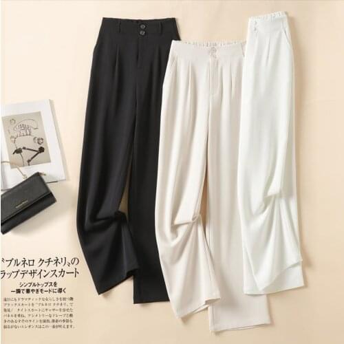 Summer New Loose Chiffon Straight Tube Wide Leg Pants Womens High Waist Hanging Feeling Slim Casual Floor Dragging Suit Pants