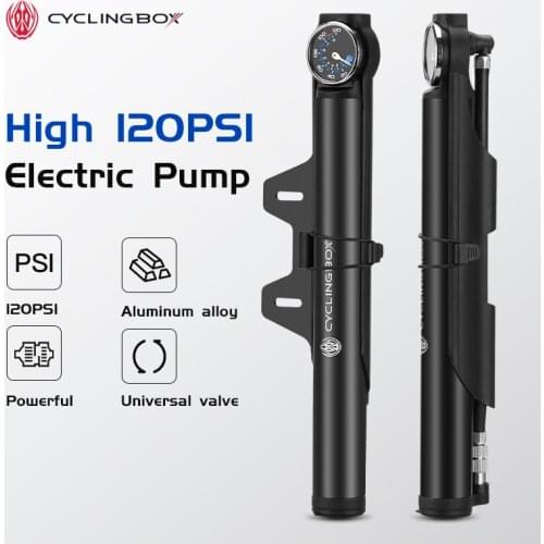 CyclingBOX Electric Bicycle Pump Tyre Inflator Universal Gas Nozzle High Pressure Portable for 120psi MTB Road Bike Accessories