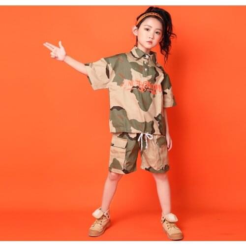 Kids Street Ballroom Dancing Clothes Wear T Shirt Pants Hip Hop Dance Costumes for Girls Boys Jazz Dance Competition Costumes