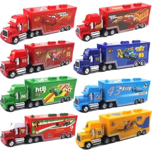 Disney 1:55 Pixar Cars 3 Toys Lighting McQueen Mack Uncle Container Truck Diecast Alloy Cars Model Kids Birthday Gift Toys