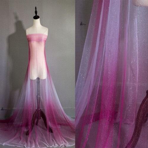 GLace 1Y/lot Red Gradient Stretch Mesh fabric for Dress DIY Cloth accessories TX1323