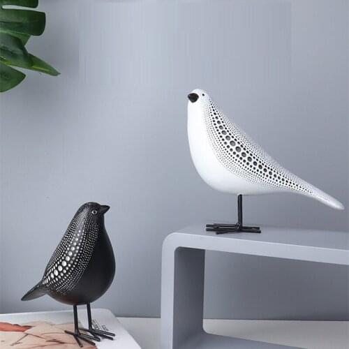 WAVE POINT ART PIGEON ART SCULPTURE ANIMAL STATUE RESIN CRAFTS HOME DECORATION BLACK AND WHITE BIRD FIGURINE DECOR R4906