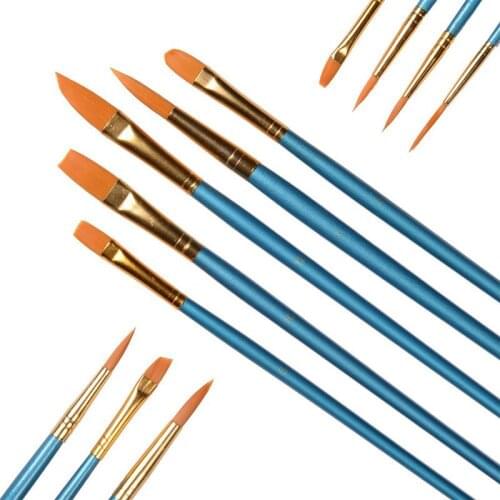 10Pcs/Set Paint Numbers Brushes Watercolor Gouache Paint Brushes Different Shape Round Pointed Tip Nylon Hair Painting Brush