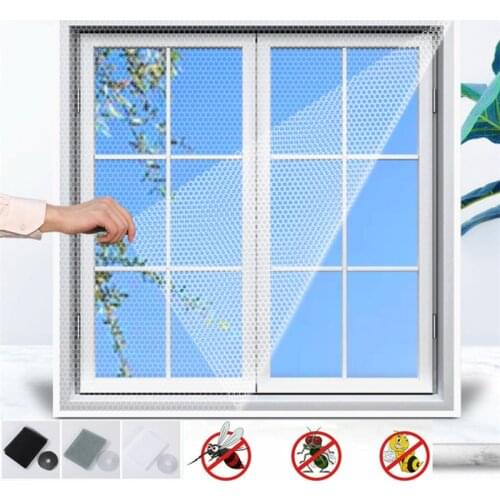 150x130cm Mosquito Net Window DIY Indoor Insect Fly Screen Netting Mesh Screen Protector Self-adhesive Anti Mosquito Curtain