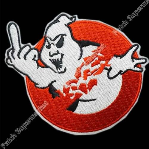 4" Middle Finger Team ghost Movie TV Kids Embroidered LOGO Iron On Patch biker vest badge Emo Goth Punk Rockabilly