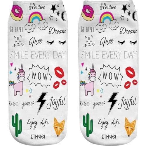 1pair/pack 3d Rainbow Einhorn Lips Charactor Unisex Socks Hot womens unisex socks Polyester Fashion 19*8cm Women Socks