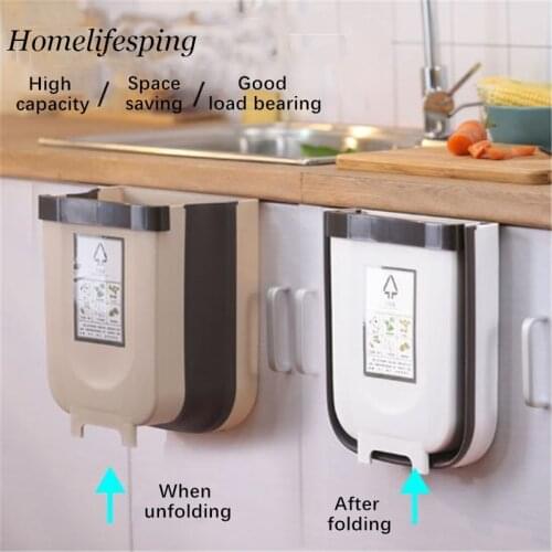 New product foldable kitchen trash can kitchen cabinet trash door hanging trash can car trash can toilet garbage waste storage