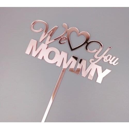 New Best Mom Acrylic Cake Topper Pink Gold We Love You Mommy Cake Topper For Mothers Day Mum Birthday Party Cake Decorations
