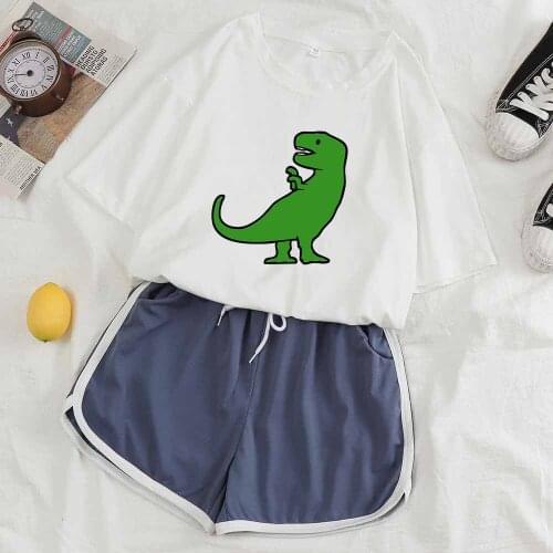 Nightwear Sleepwear Homewear Women Set Summer Sleepwear Women Cute Shorts and Top Set Pjs Dinosaur Print Shirt Casual Shorts
