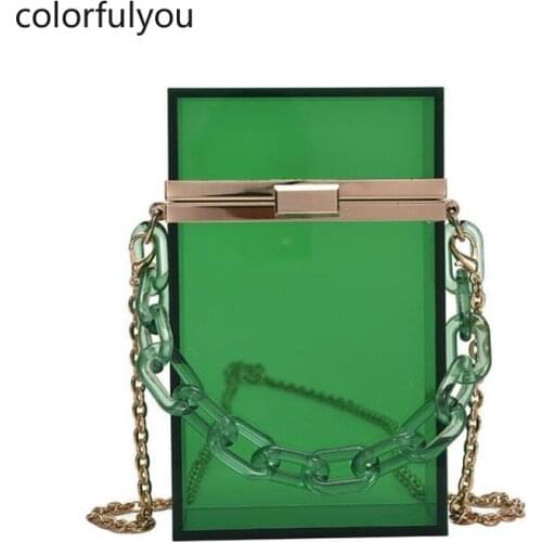 Candy Color Transparent Acrylic Box Style Women Crossbody Bag Small Party Clutch Bag 2021 NEW Fashion Evening Bag Women Purses