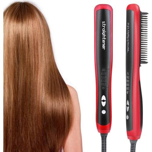 Professional Electric Hair Straightener Negative Ion Tourmaline Ceramic Hair Straighten Brush Fast Heating Hair Straighten Comb