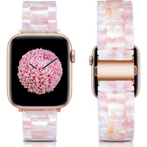 Bracelet for iWatch SE Apple Watch Band 38mm 40mm 42mm 44mm Stylish Resin Bands Replacement Series 6/5/4/3/2/1 Watchband Pink