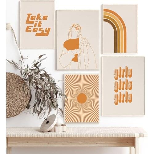 Retro Poster Line Art Canvas Painting Nordic Boho Wall Art Print Abstract Modern Picture For Living Room On The Wall Home Decor