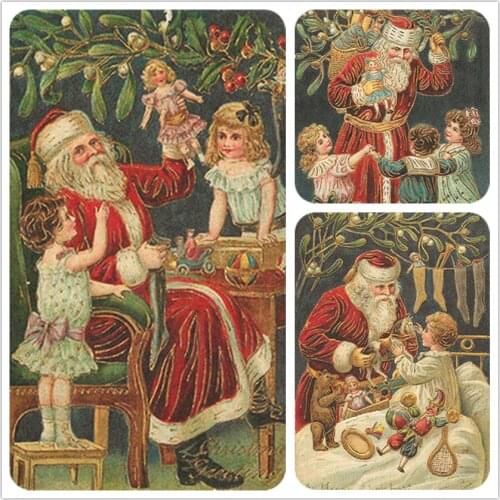 Merry Christmas Santa 20CMX3PCS Assorted Cotton Linen Printed Quilt Fabric DIY Sewing Patchwork Home Textile decoration